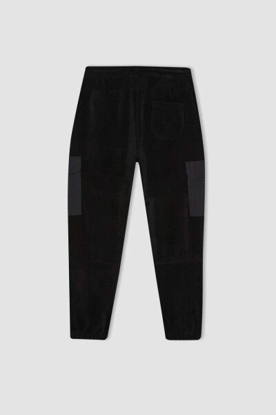 Regular Fit Cargo Pocket Fleece Sweatpants Black - 15