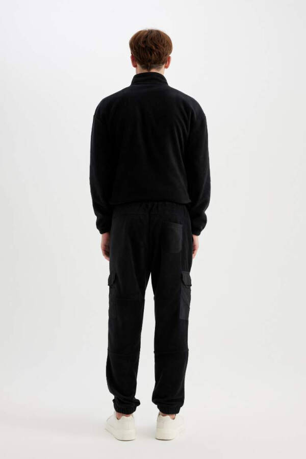 Regular Fit Cargo Pocket Fleece Sweatpants Black - 6