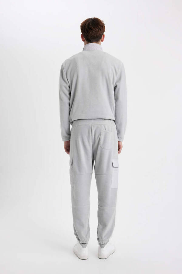 Regular Fit Cargo Pocket Fleece Sweatpants Light Grey - 7