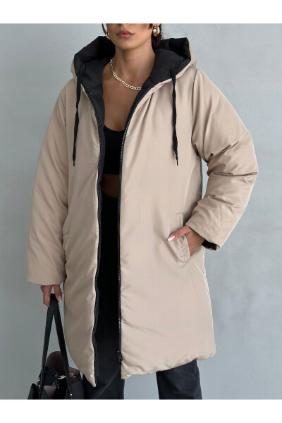 Regular Fit Double-Sided Long Puffer Jacket - 4