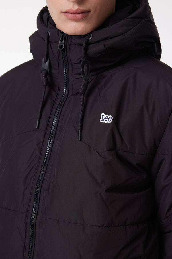 Regular Fit Hooded Black Puffer Jacket - 4