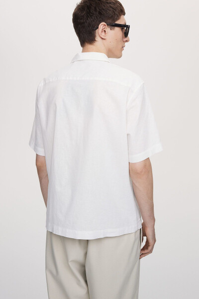 Regular Fit Linen Blend Utility Shirt - 7