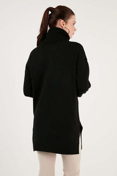 Regular Fit Long Rib Knit Sweater with Side Slits and Turtleneck 4616141 - 10