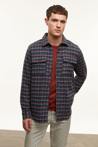 Regular fit, plaid, wool blend shirt - 1