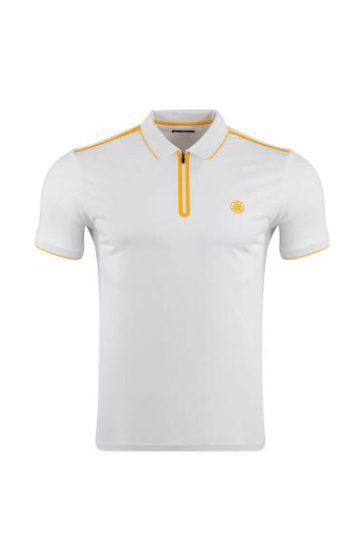 Regular Fit Polo Yaka Baskılı T-shirt - 4