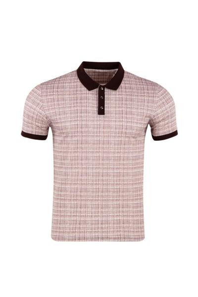 Regular Fit Polo Yaka Kısa Kollu Baskılı Çıt-çıtlı T-shirt - 4