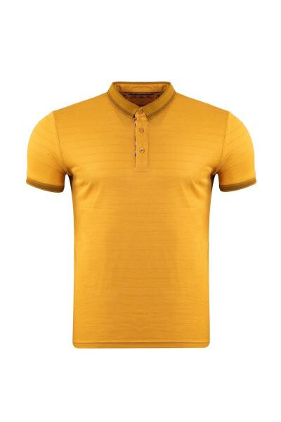 Regular Fit Polo Yaka Kısa Kollu Jakarlı T-shirt - 4