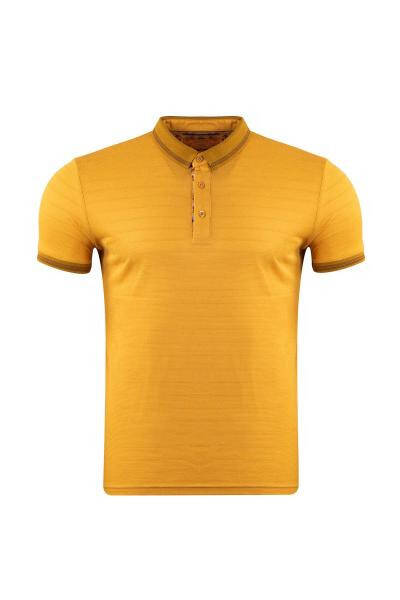 Regular Fit Polo Yaka Kısa Kollu Jakarlı T-shirt - 4