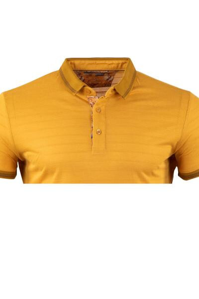 Regular Fit Polo Yaka Kısa Kollu Jakarlı T-shirt - 5