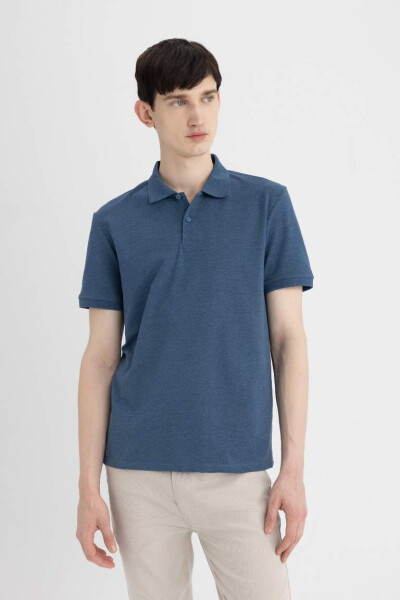 Regular Fit Short Sleeve Polo Shirt Navy Melange - 3