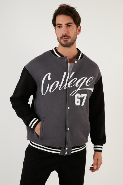 Regular Fit Soft Fleece Lined College Neck Bomber Jacket 628X8928 - 16