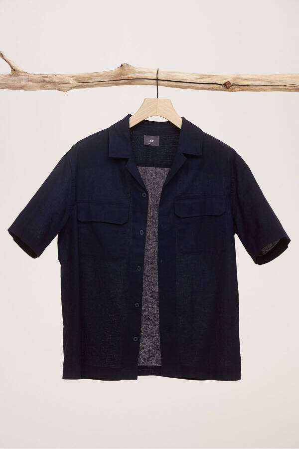 Regular fit utility shirt made with linen blend. - 4