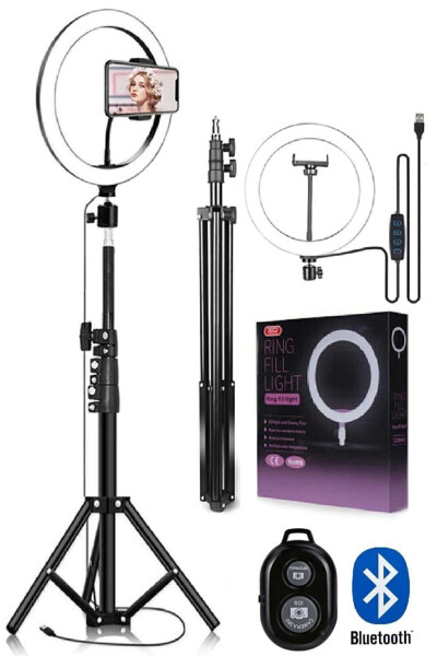 Reing Doldurma Işığı Led Işıklı Tripod 10 İnç Halka Youtuber Tiktok Makyaj Işığı Ayaklı 10 İnç Tripod - 5