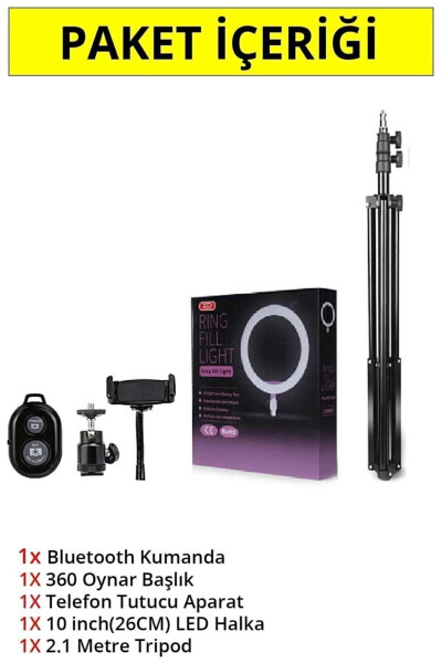 Reing Doldurma Işığı Led Işıklı Tripod 10 İnç Halka Youtuber Tiktok Makyaj Işığı Ayaklı 10 İnç Tripod - 8