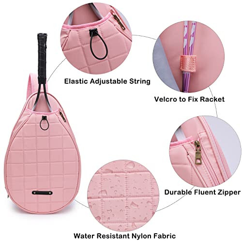 Rejolly Tennis Crossbody Bag Ko'krak Yelka Sumkasi Erkaklar Ayollar uchun Su o'tkazmaydigan Yostiqli Tikanli Sling Sumkasi Tennis Raketi, Pikap Topi Paddlelari, Badminton Raketi uchun - 3