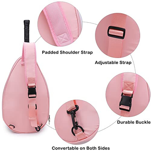 Rejolly Tennis Crossbody Bag Ko'krak Yelka Sumkasi Erkaklar Ayollar uchun Su o'tkazmaydigan Yostiqli Tikanli Sling Sumkasi Tennis Raketi, Pikap Topi Paddlelari, Badminton Raketi uchun - 4