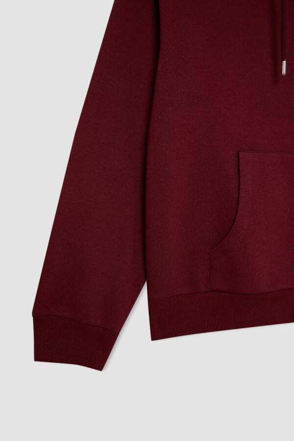 Relax Fit Hooded Zip-Up Sweatshirt Burgundy - 2