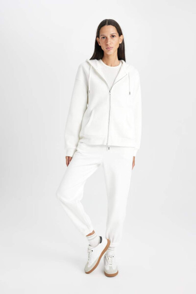 Relax Fit Hooded Zip-Up Sweatshirt Ecru - 2