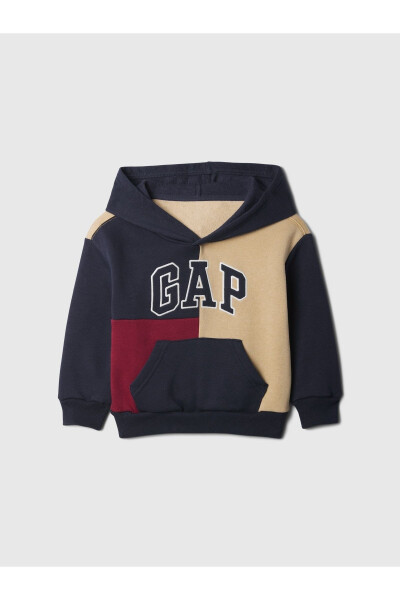 Relaxed Colorblock Fleece Sweatshirt with Multicolored Logo - 1