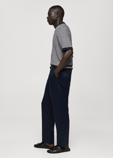 Relaxed fit, 100% linen pants - Navy - 10