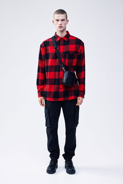 Relaxed fit flannel shirt - 1