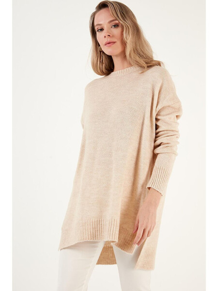 Relaxed Fit Slit Detail Crew Neck Sweater 4616142 - 1