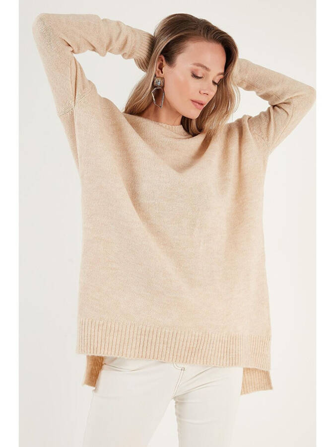 Relaxed Fit Slit Detail Crew Neck Sweater 4616142 - 2