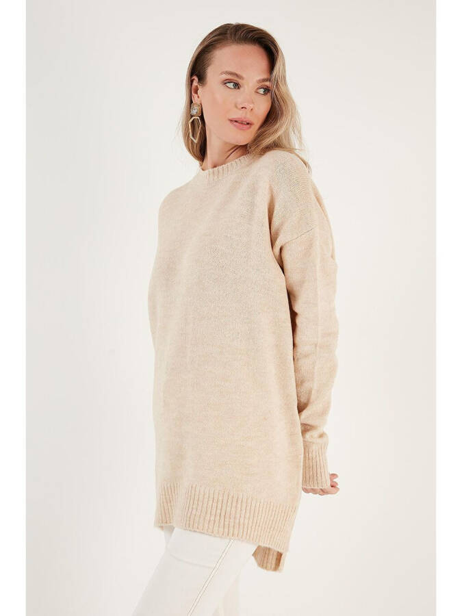 Relaxed Fit Slit Detail Crew Neck Sweater 4616142 - 4