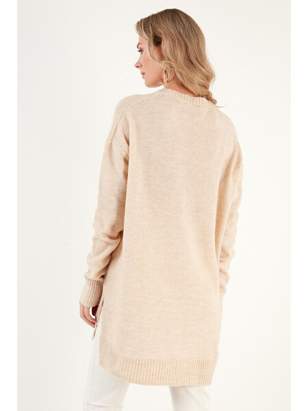 Relaxed Fit Slit Detail Crew Neck Sweater 4616142 - 6