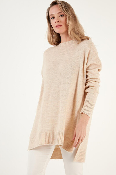 Relaxed Fit Slit Detail Crew Neck Sweater 4616142 - 7