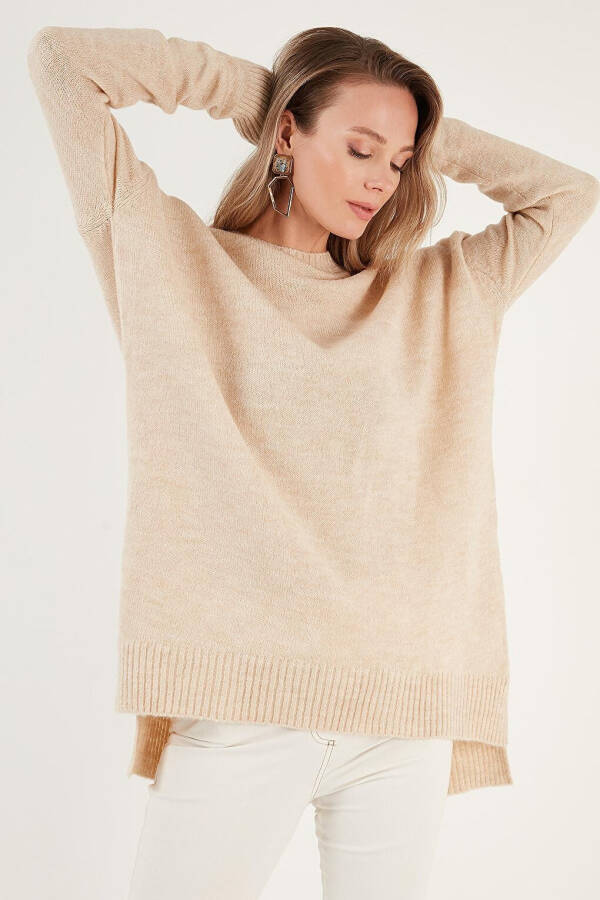 Relaxed Fit Slit Detail Crew Neck Sweater 4616142 - 8