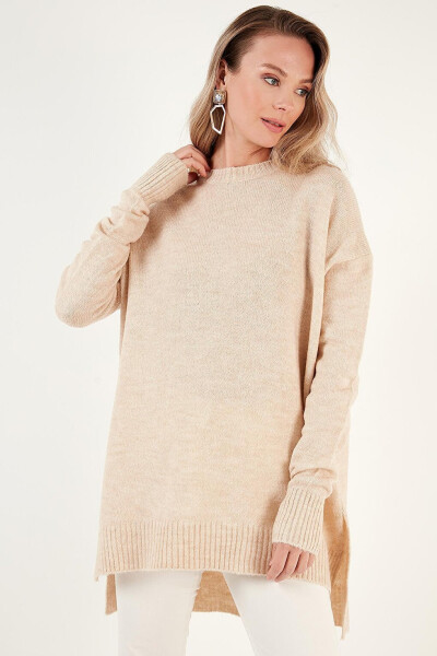 Relaxed Fit Slit Detail Crew Neck Sweater 4616142 - 11