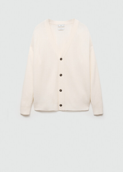 Relaxed fit, thick knit cardigan - Off White - 10