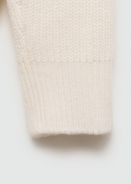 Relaxed fit, thick knit cardigan - Off White - 6