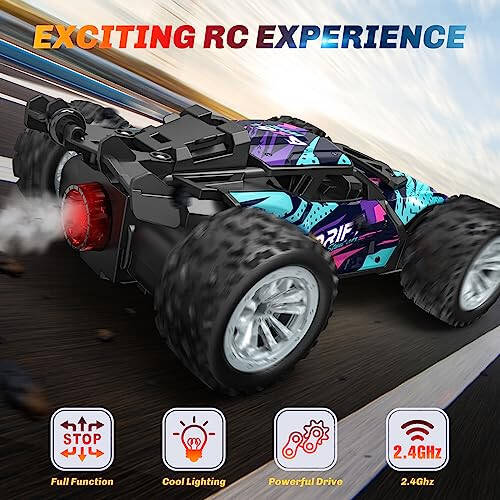 Remote Control Car for Boys 4-7, Rc Cars Monster Trucks for Boys, 2.4GHz Spray Hobby Rc Racing Car, 1/20 High Speed Off Road Rc Truck with Rechargeable Batteries,Boys Toys for 3 4 5 6 7 8 Year Old - 2