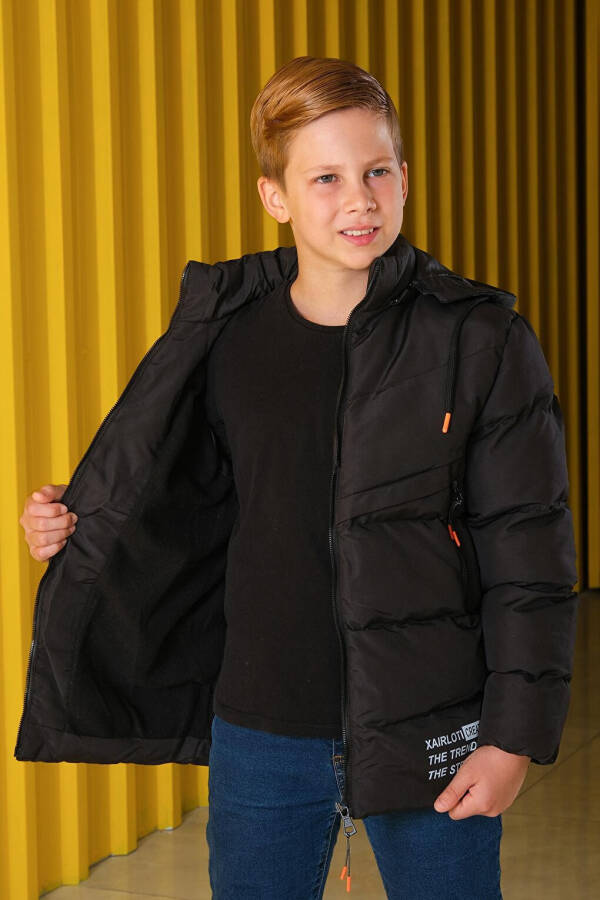 Removable Hooded Boys' Puffer Jacket - 8