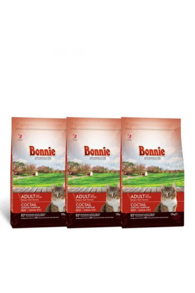 Renkli Taneli Dana Etli Yetişkin Kedi Maması 1,5 Kg X 3 Adet - 1