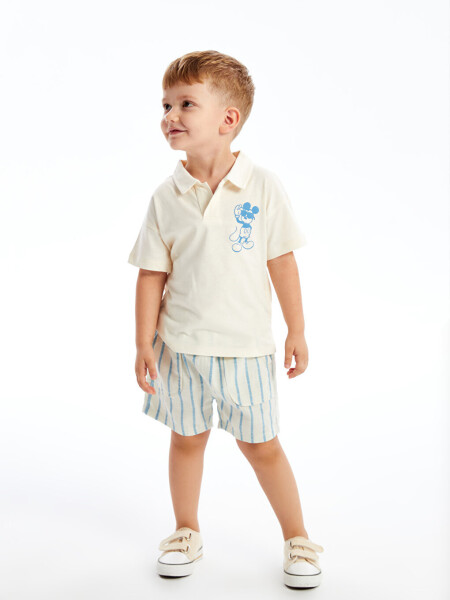 Resort Collar Mickey Mouse Print Baby Boy T-Shirt and Shorts 2 Piece Set - 8