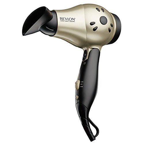 REVLON Compact Folding Handle Hair Dryer |1875W Blow Dryer with Ionic Technology for Salon Styled Finish with Less Frizz and More Shine | Great for Travel (Gold/Black) - 1