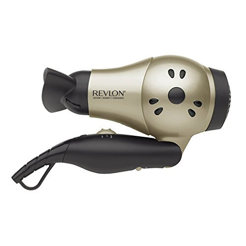 REVLON Compact Folding Handle Hair Dryer |1875W Blow Dryer with Ionic Technology for Salon Styled Finish with Less Frizz and More Shine | Great for Travel (Gold/Black) - 2