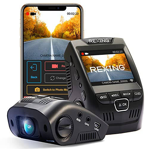 RexingUSA V1-4K Ultra HD GPS Car Dash Cam with Wi-Fi 2.4” LCD Screen | 170° Wide Angle Dashboard Camera Recorder with G-Sensor | WDR | Loop Recording | Supercapacitor | Mobile App | 256GB Supported - 1