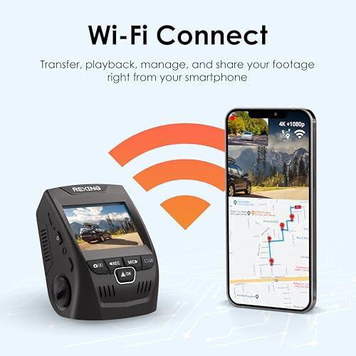 RexingUSA V1P SE 4K Çift Dash Cam GPS, Wi-Fi ve 2 Adet CPL Filtreyle | 512GB Destek | Ön 2160p, Arka 1080p | 170° Açı | G-Sensör | WDR | Döngü Kaydı | Park Sensörü | 64GB Bellek Kartı Dahil - 4