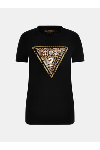 Rhinestone Üçgen Logo Esnek T-shirt - 6