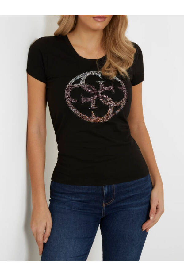 Rhinestones Front Logo T-shirt - 4