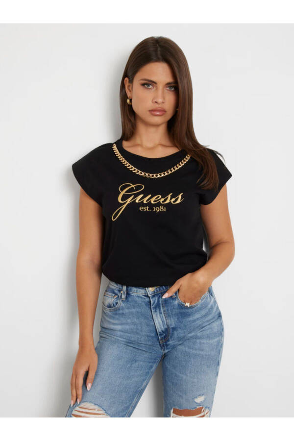 Rhinestones Front Logo T-shirt - 1