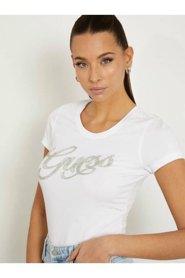 Rhinestones Front Logo T-shirt - 4