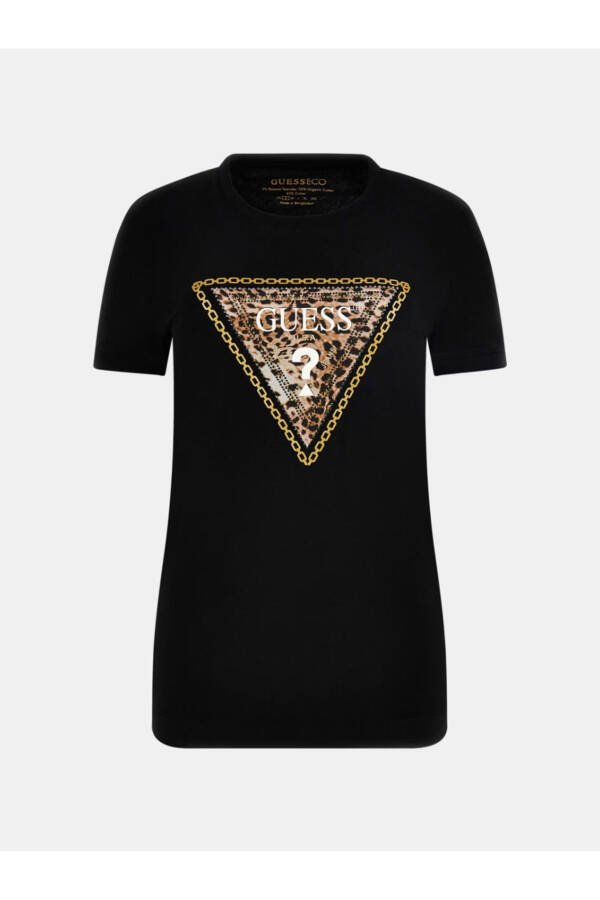 Rhinestones Triangle Logo Stretch T-shirt - 6