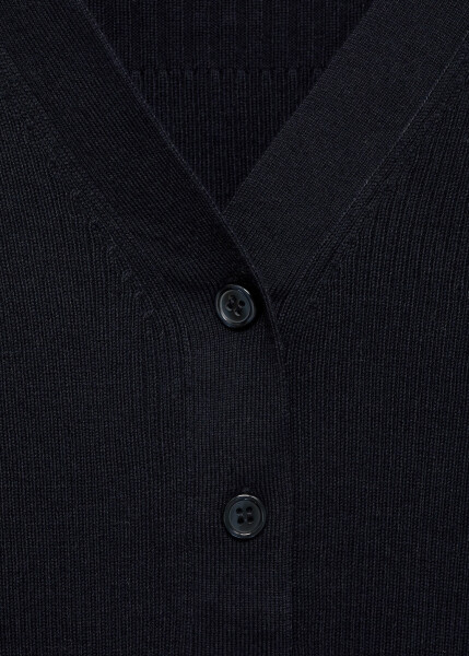 Ribbed buttoned sweater, navy blue. - 12