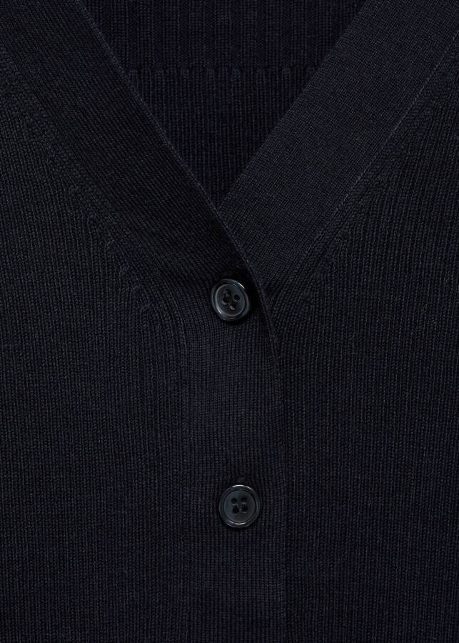 Ribbed buttoned sweater, navy blue. - 12