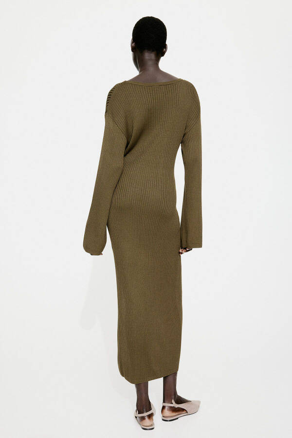 Ribbed knit dress with elastic - 5